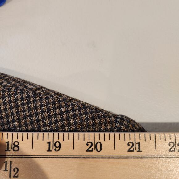 Oscar De La Renta Mens Brown Wool Houndstooth 2 Button Blazer Size 48L Business - Picture 12 of 14